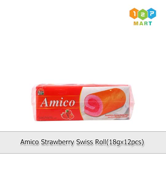 AMICO STRAWBERRY SWISS ROLL (18G X 24PCS)